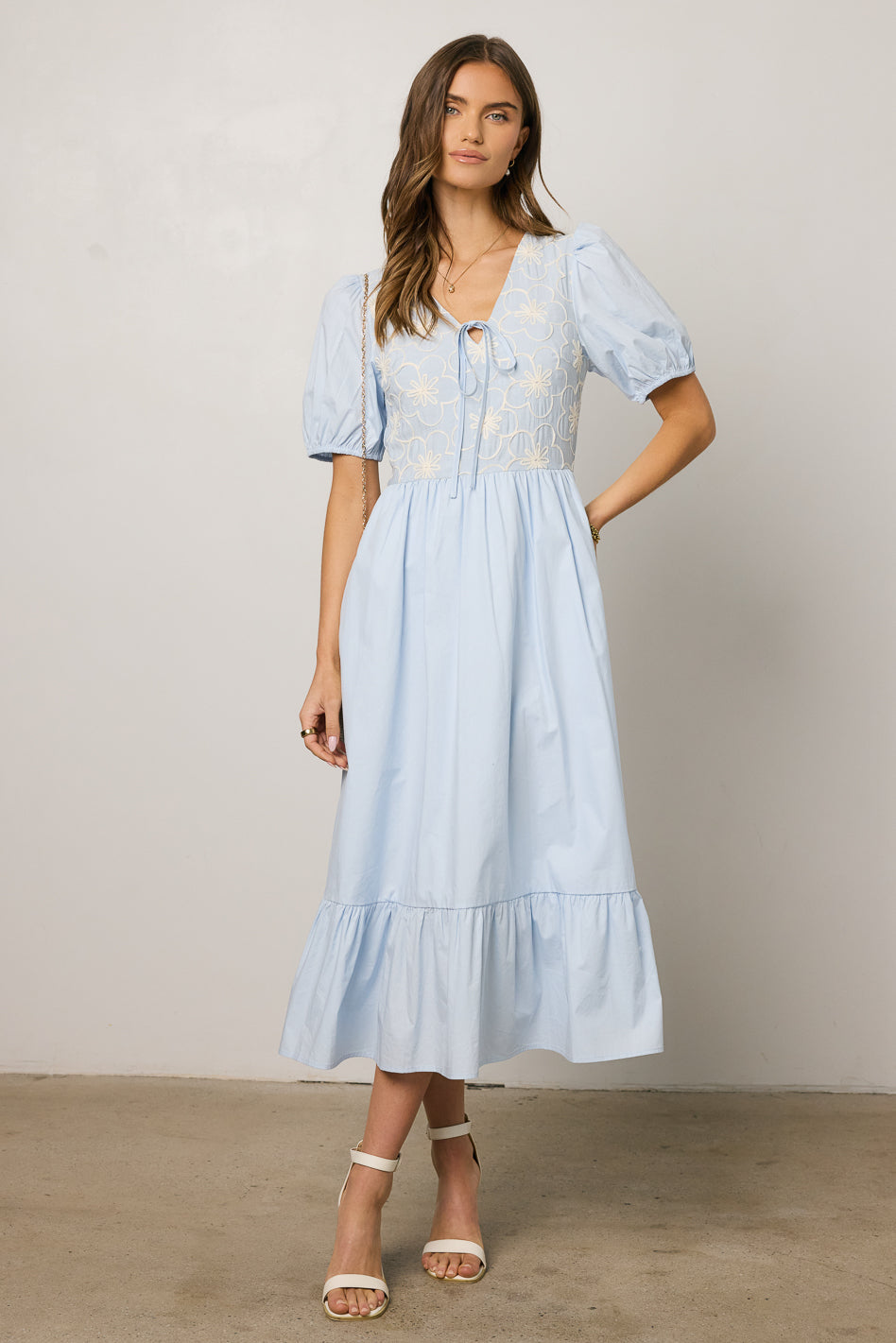 Jozette Floral Midi Dress in Blue - FINAL SALE