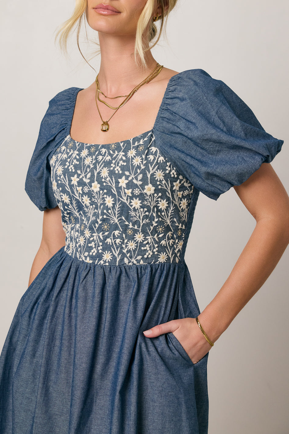 Tesalina Denim Midi Dress - FINAL SALE