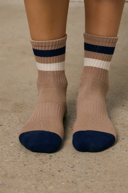Striped Knit Socks in Mocha