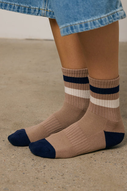 Striped Knit Socks in Mocha