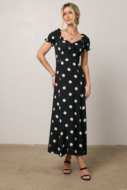 Marlow Polka Dot Maxi Dress In Black - FINAL SALE