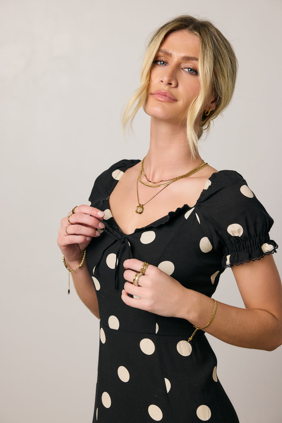 Marlow Polka Dot Maxi Dress In Black - FINAL SALE