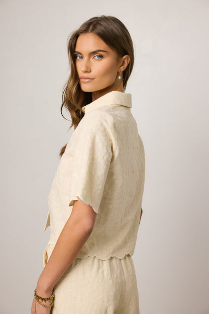 Perrie Floral Button Up in Cream - FINAL SALE