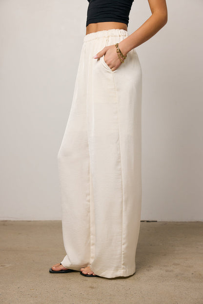 Maya Wide Leg Pants in Ecru - FINAL SALE