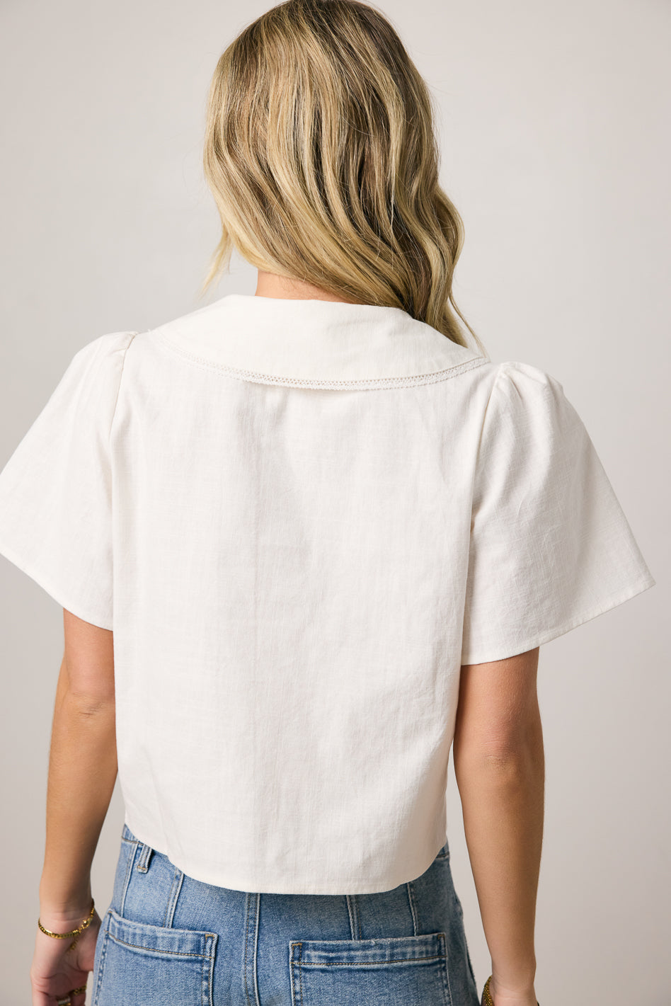 Ethan Tie Front Blouse in White - FINAL SALE