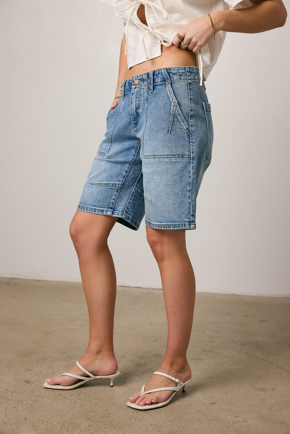 Ally Mid Rise Denim Shorts in Medium Wash - FINAL SALE