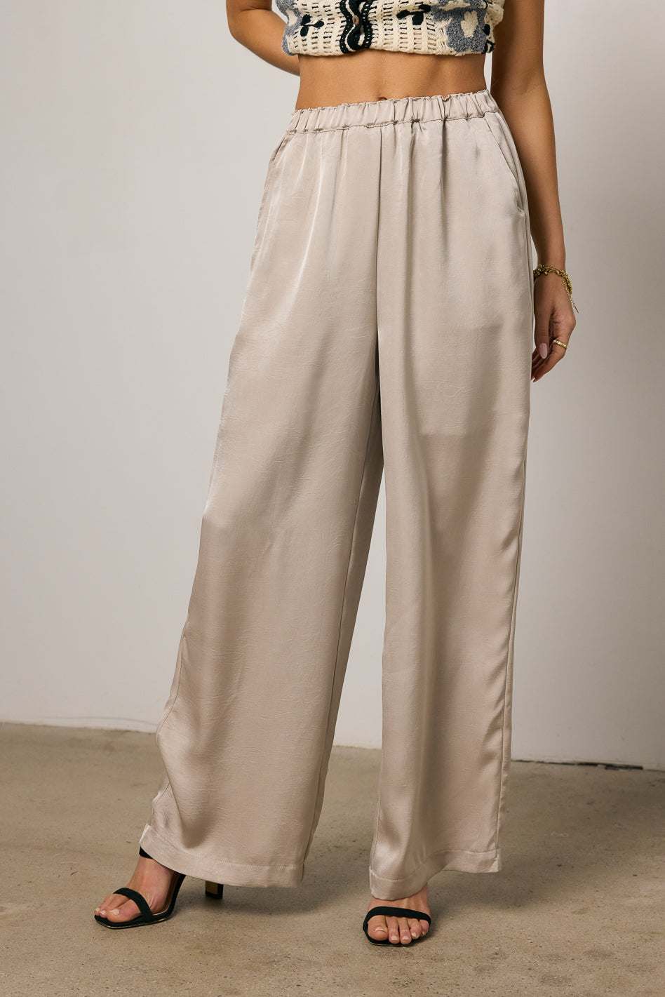Maya Wide Leg Pants in Taupe - FINAL SALE
