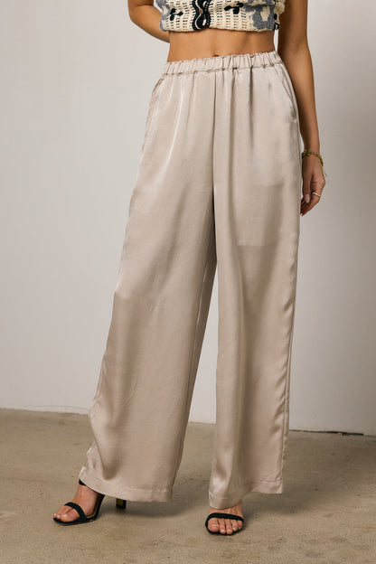 Maya Wide Leg Pants in Taupe - FINAL SALE
