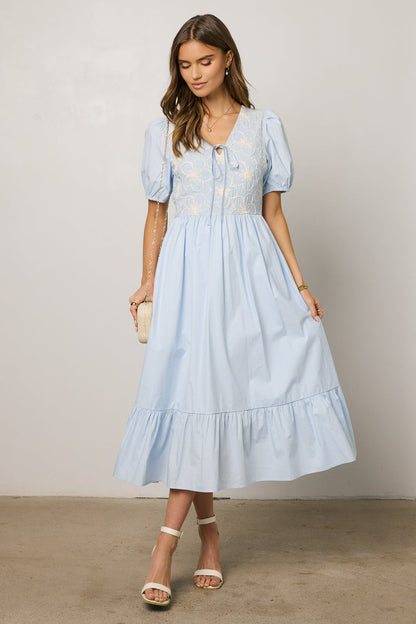 Jozette Floral Midi Dress in Blue - FINAL SALE