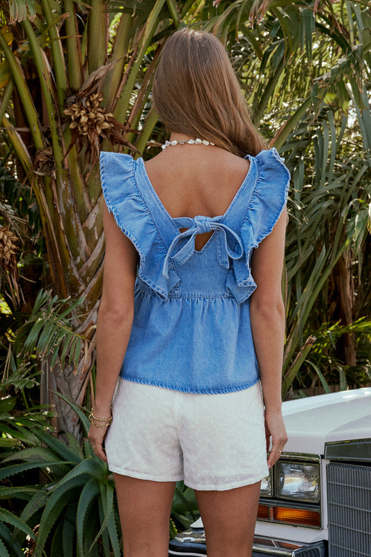 Poppy Ruffle Denim Top - FINAL SALE