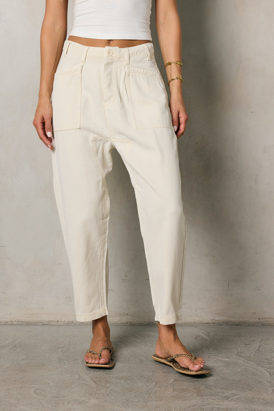 Rosie Tencel Loose Pants in Beige - FINAL SALE