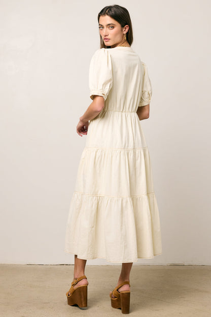 Finey Button Front Maxi Dress in Cream - FINAL SALE