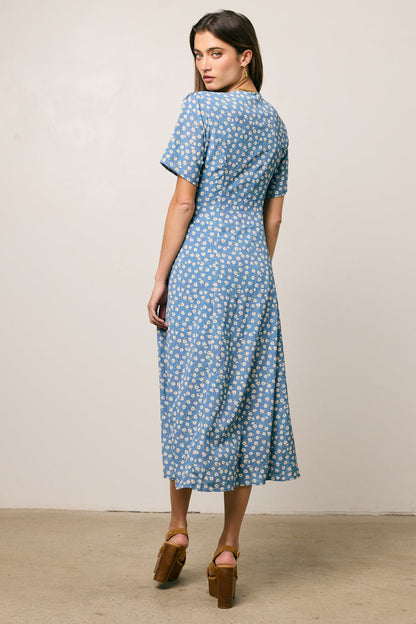 Malik Floral Midi Dress in Blue - FINAL SALE
