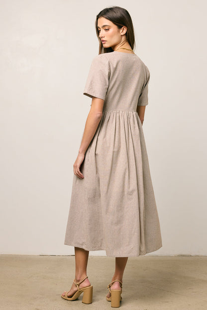 Narla Striped Midi Dress in Brown - FINAL SALE