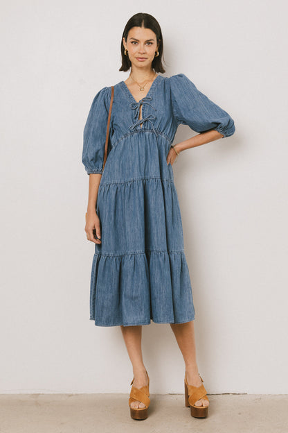 Nadia Midi Dress in Light Wash - FINAL SALE