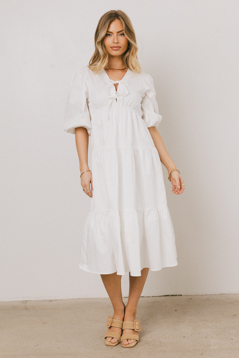 Nadia Midi Dress in Cream - FINAL SALE