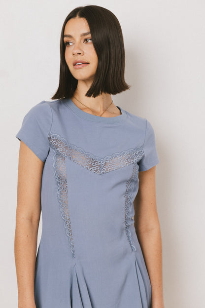 Erin Cap Sleeve Mini Dress in Blue - FINAL SALE