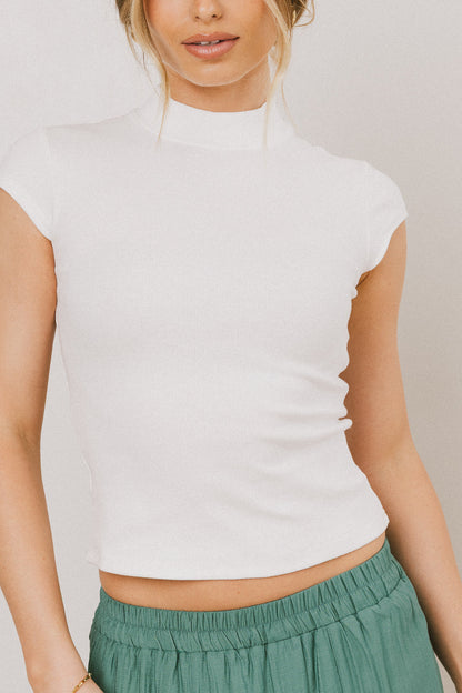 Noel Mock Neck Top in White - FINAL SALE