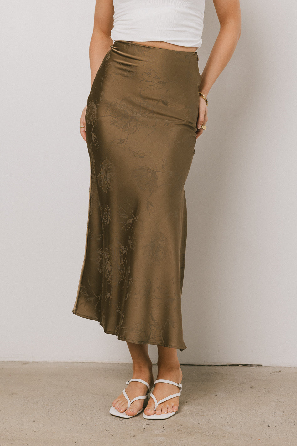 Ellie Floral Maxi Skirt in Olive - FINAL SALE