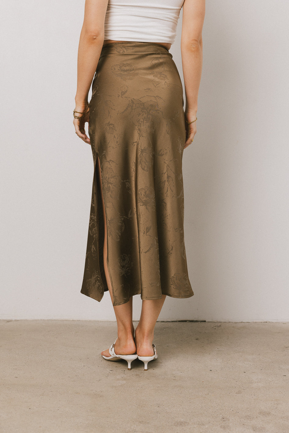 Ellie Floral Maxi Skirt in Olive - FINAL SALE