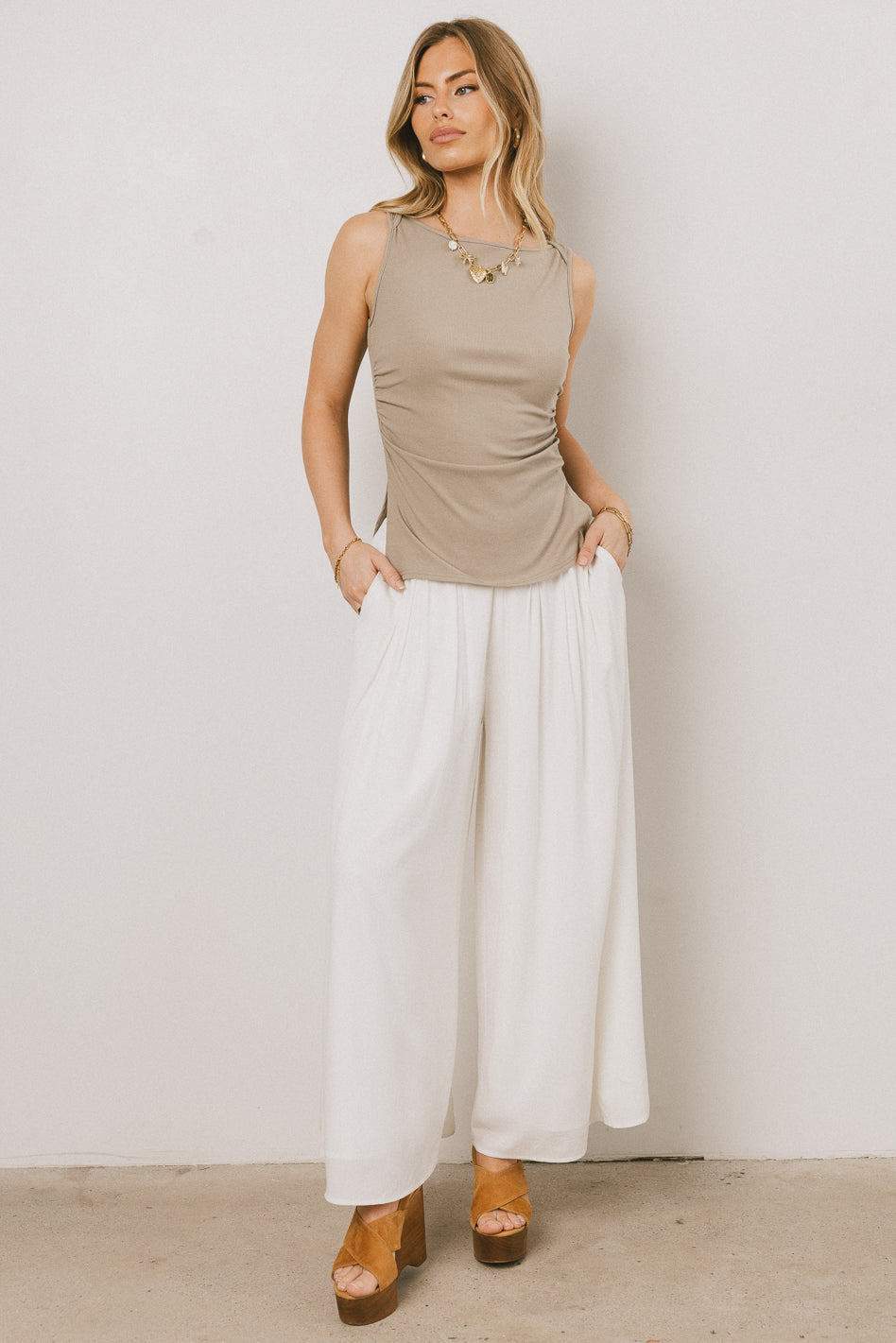Kiaan Baggy Pants in White - FINAL SALE