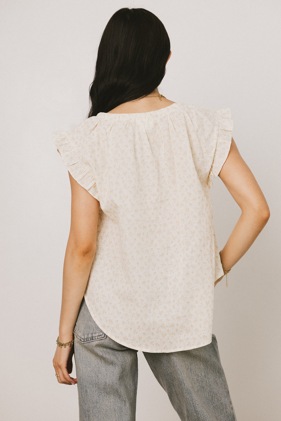 Rome Floral Blouse in Yellow - FINAL SALE