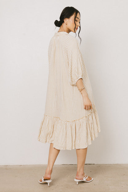 Theo Striped Midi Dress in Mustard - FINAL SALE