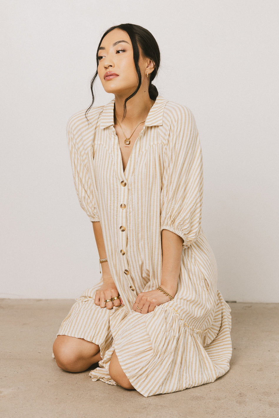 Theo Striped Midi Dress in Mustard - FINAL SALE
