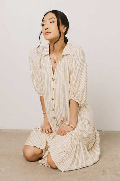 Theo Striped Midi Dress in Mustard - FINAL SALE