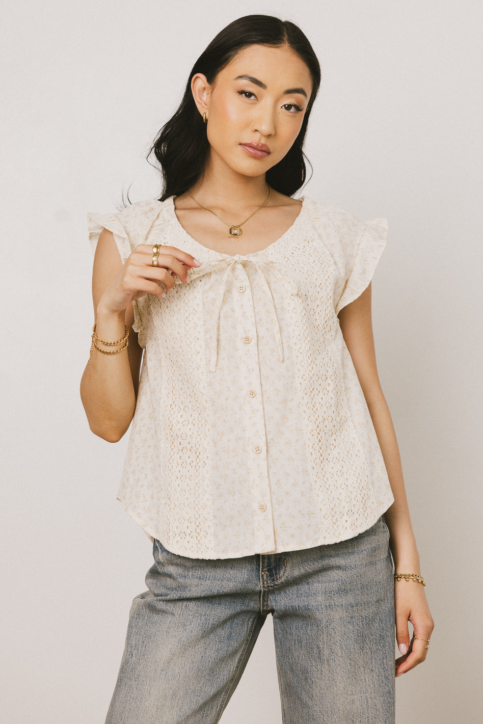 Rome Floral Blouse in Yellow - FINAL SALE
