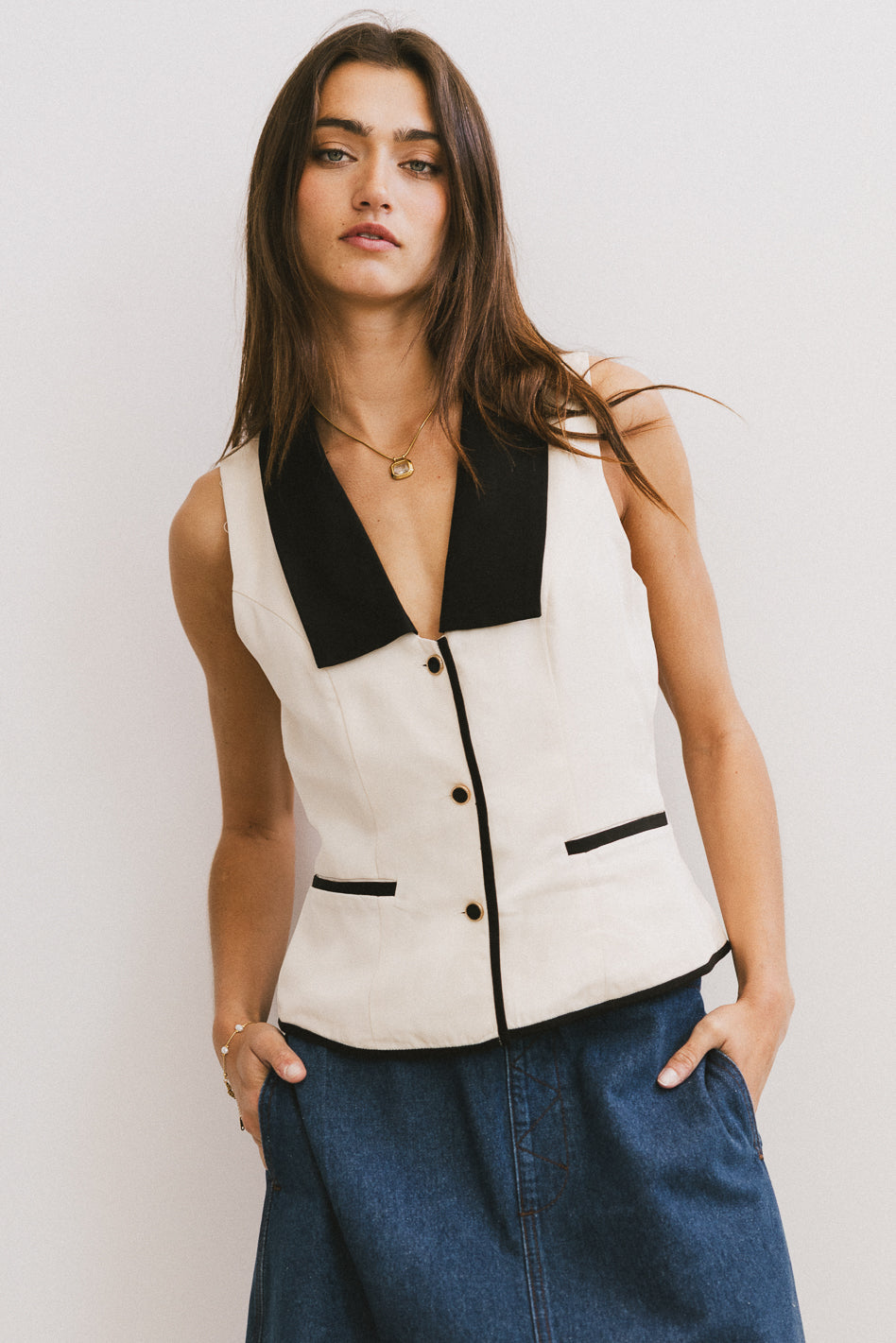 Linda Collared Vest - FINAL SALE