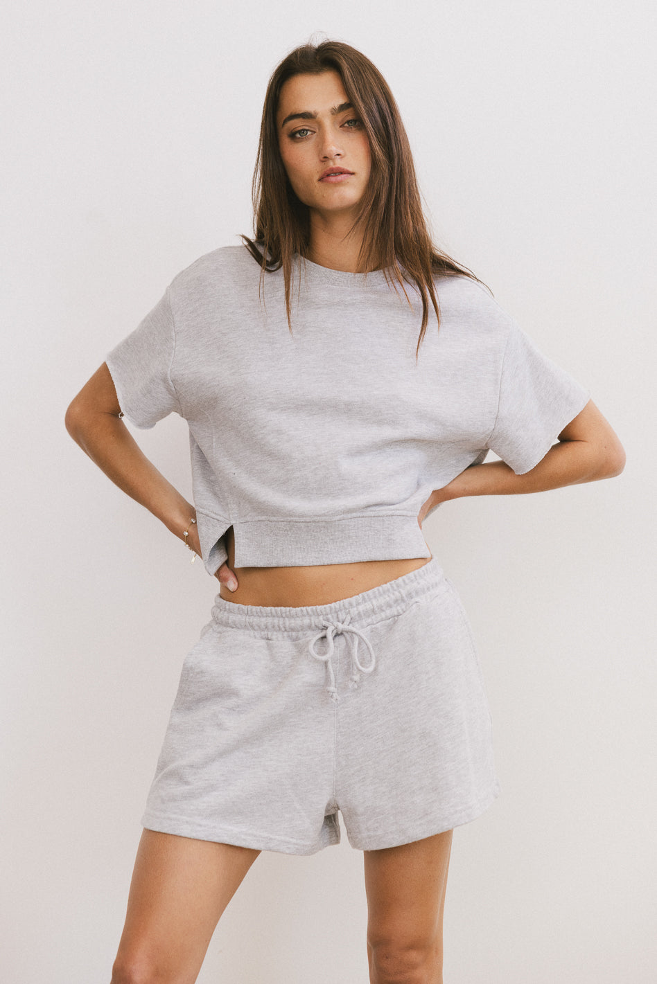 Willa Knit Shorts in Heather Grey - FINAL SALE
