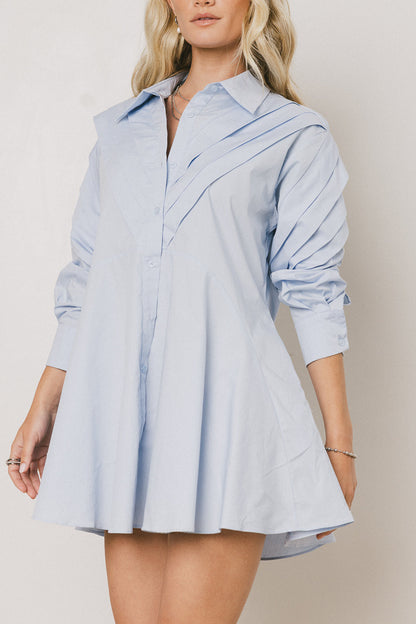 Juliet Collared Mini Dress in Blue - FINAL SALE