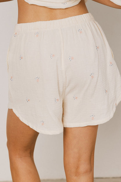 Elia Floral Shorts in Beige - FINAL SALE