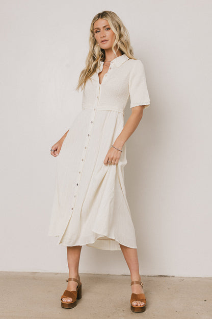 Nicole Smocked Maxi Dress in Cream - FINAL SALE