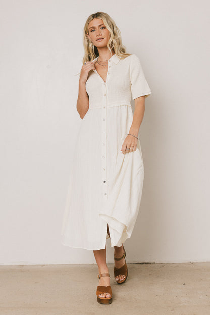Nicole Smocked Maxi Dress in Cream - FINAL SALE