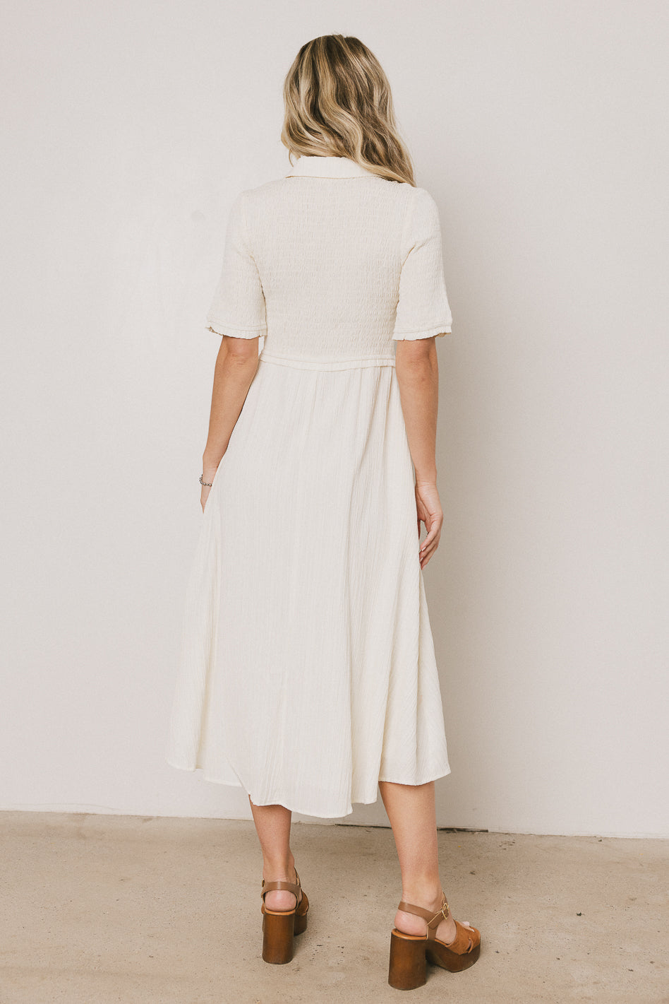Nicole Smocked Maxi Dress in Cream - FINAL SALE