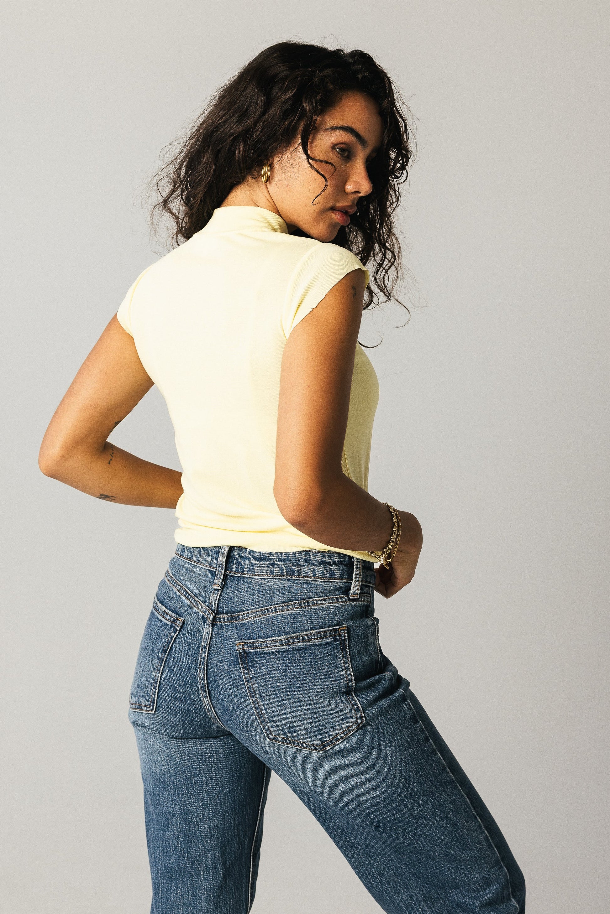 Sunny Mock Neck Top in Yellow - FINAL SALE