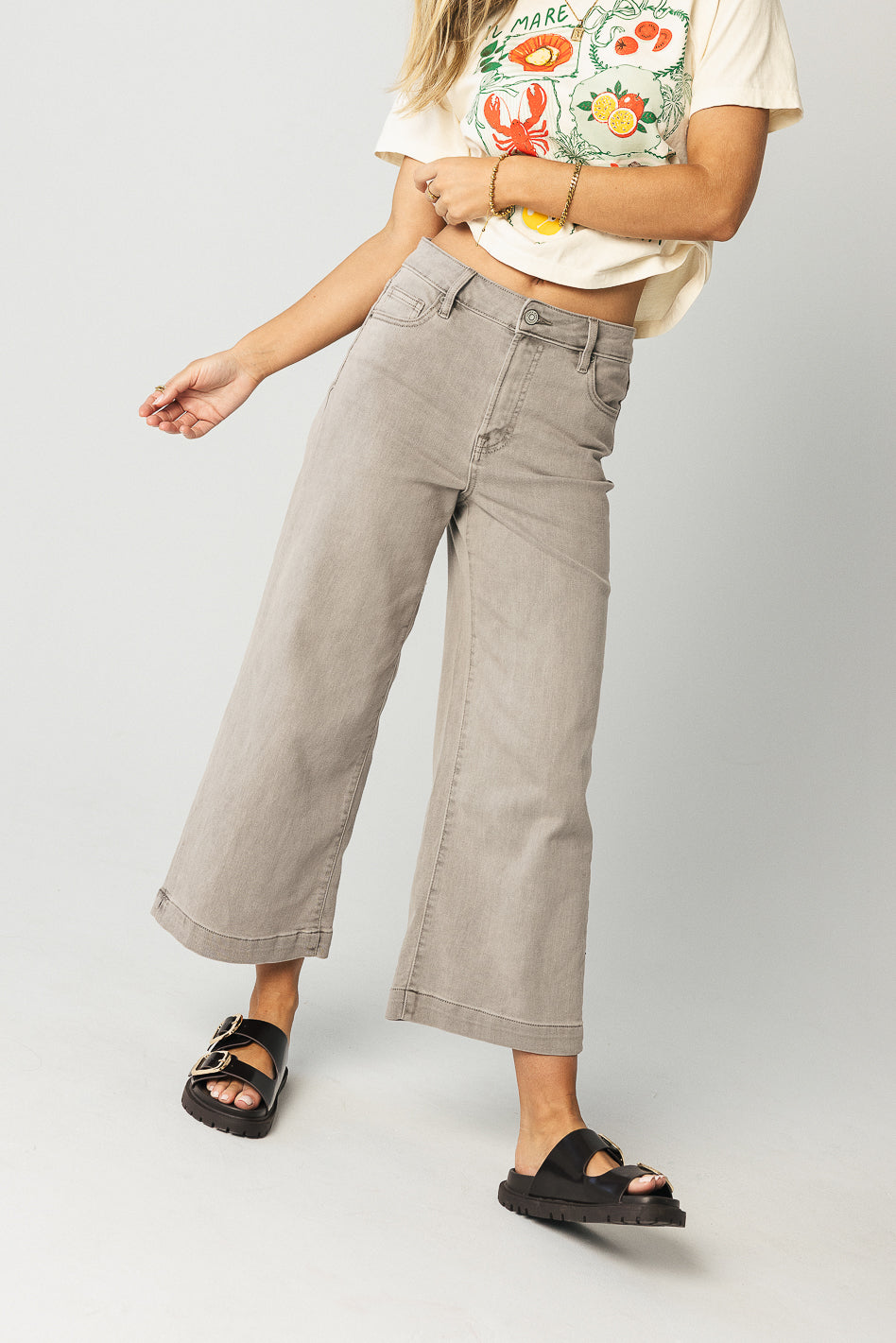 Oliver Extra Wide Leg Jeans in Gray - FINAL SALE
