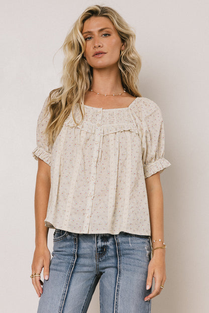 Tiffany Floral Blouse in Cream - FINAL SALE