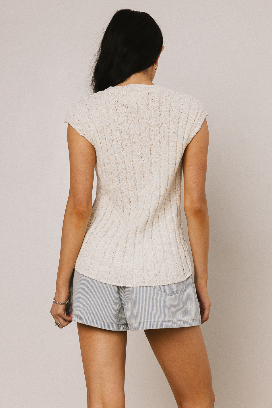 Warren Ribbed Tank in Cream - FINAL SALE
