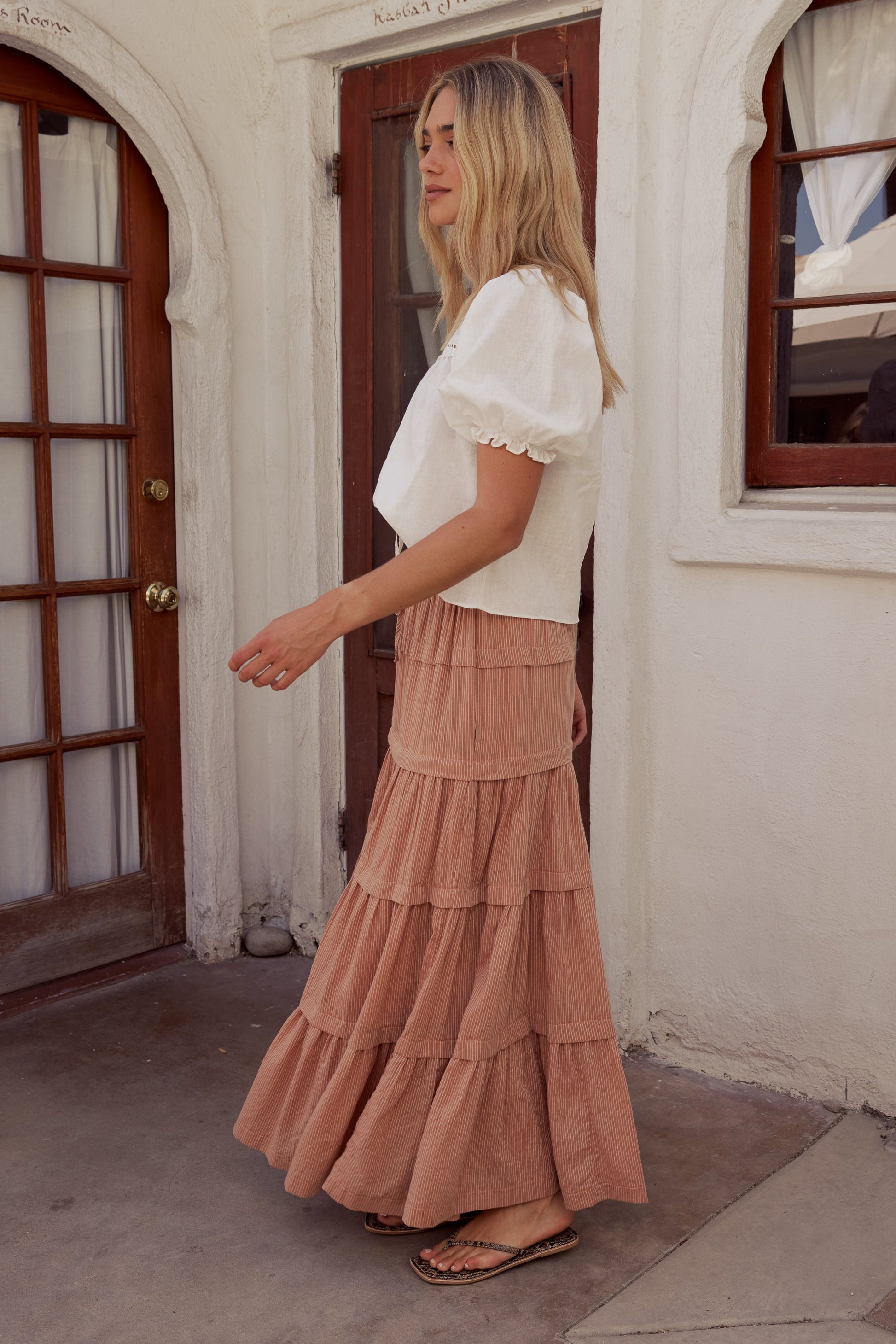 Rain Striped Maxi Skirt in Rust - FINAL SALE