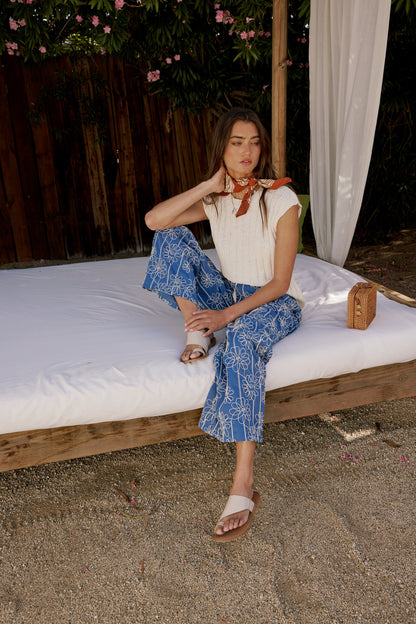 Alanna Embroidered Pants in Blue