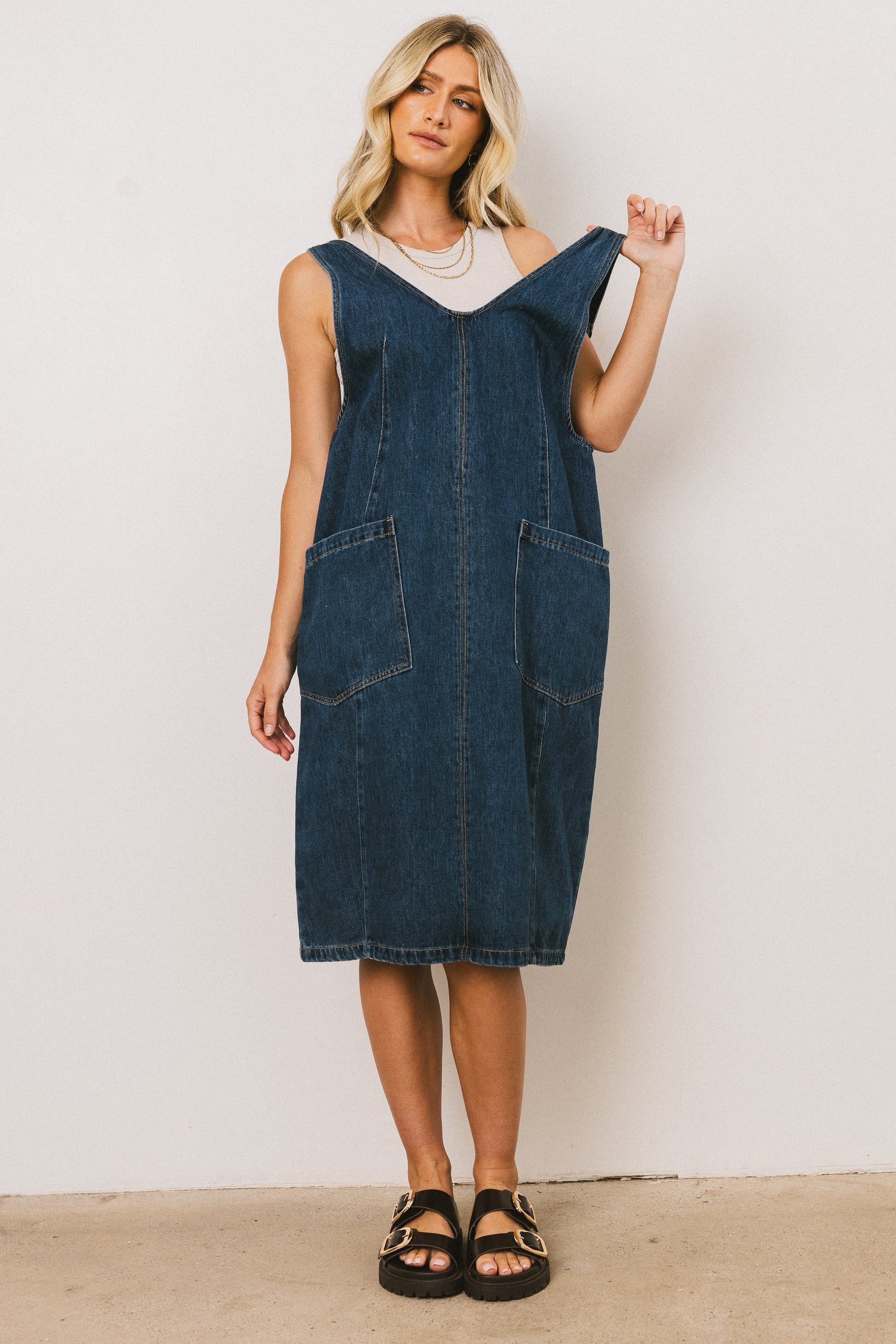 Camry Overall Dress in Dark Wash - FINAL SALE