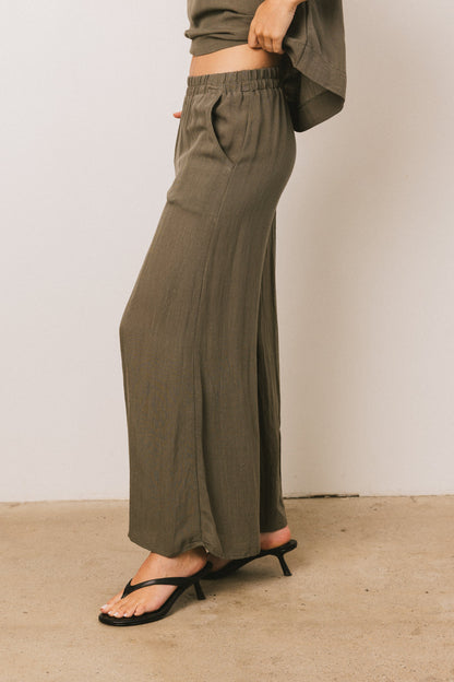 Jaylen Wide-Leg Pants in Olive - FINAL SALE