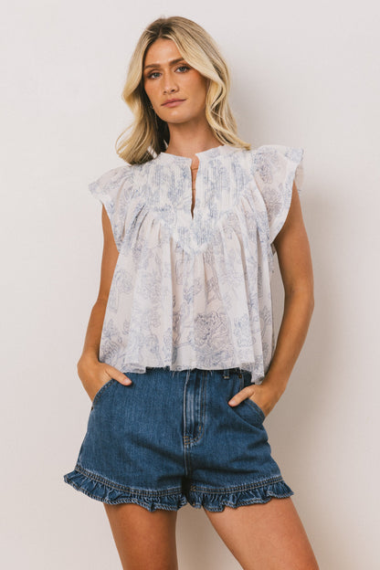 Leia Blouse in Blue - FINAL SALE
