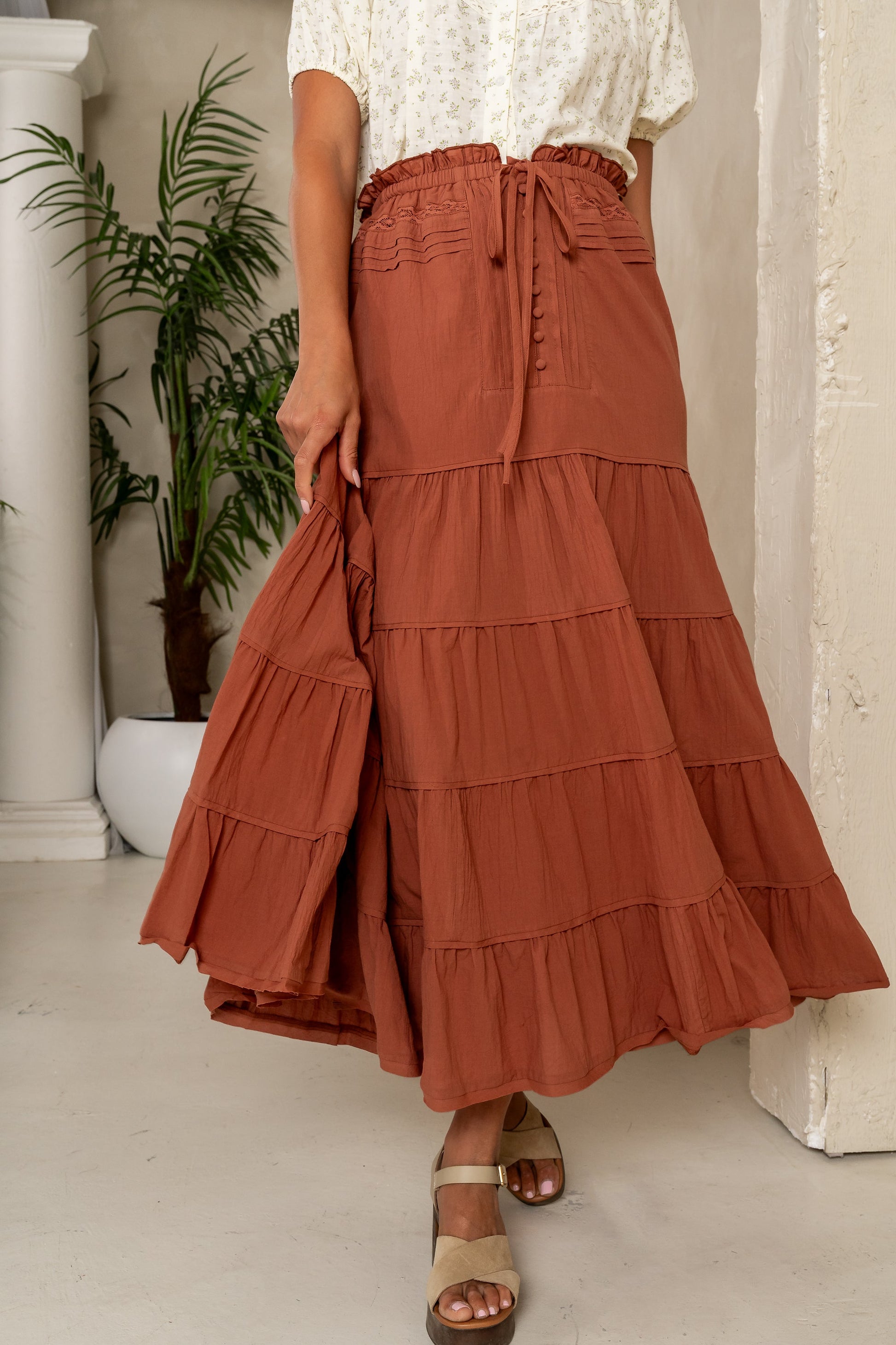 Mira Maxi Skirt in Marsala - FINAL SALE