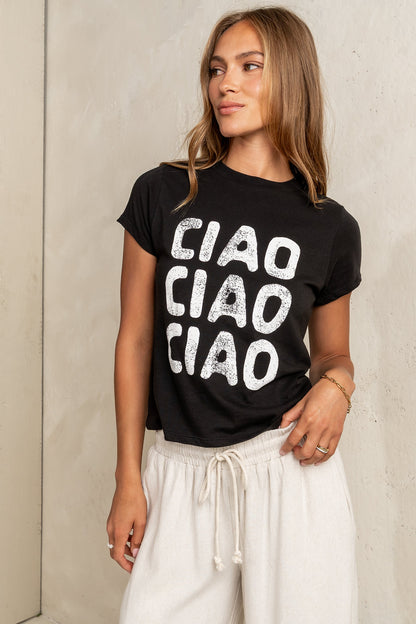 Ciao Graphic Tee in Black - FINAL SALE