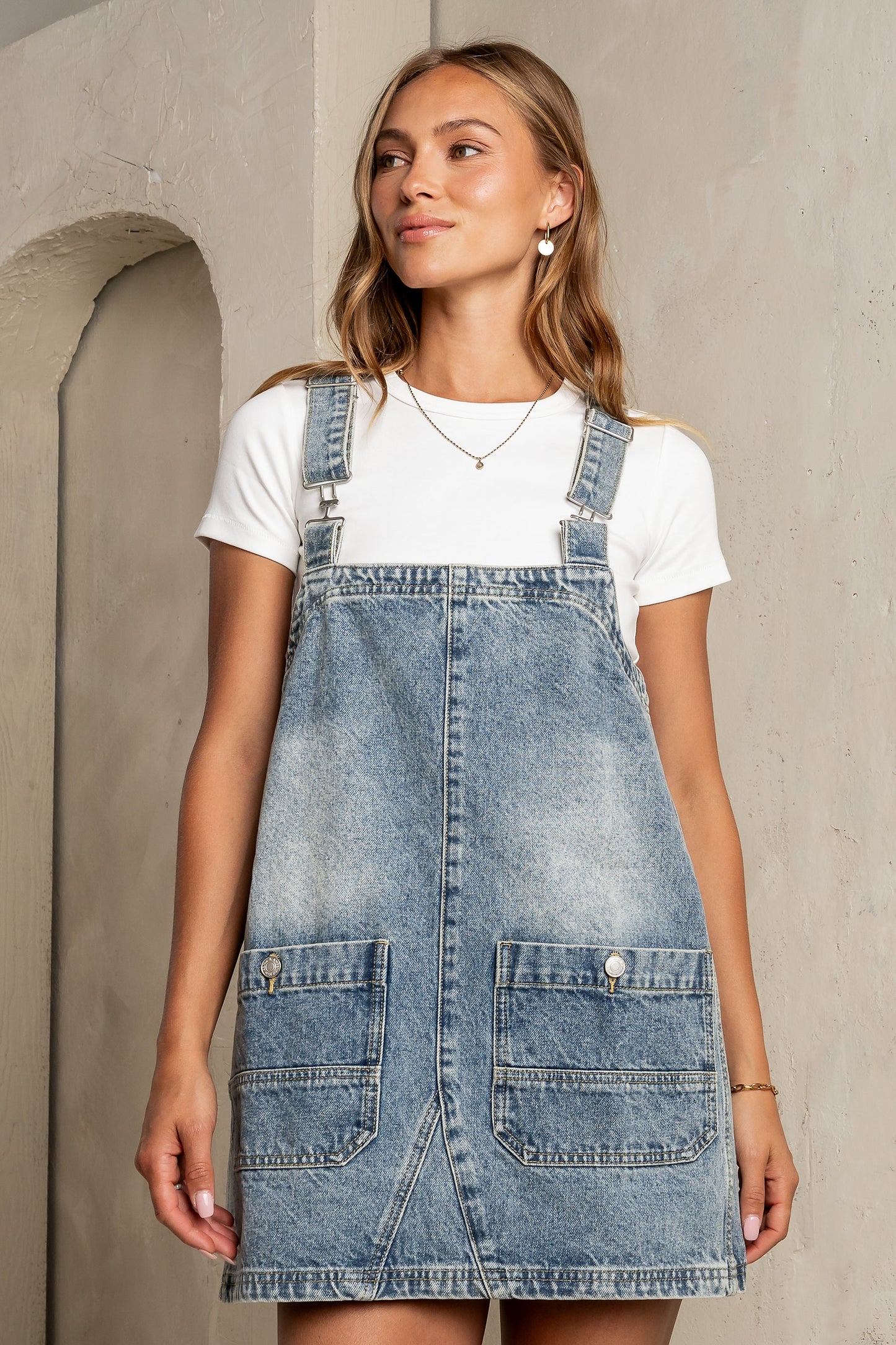 Koa Denim Mini Dress in Light Wash - FINAL SALE