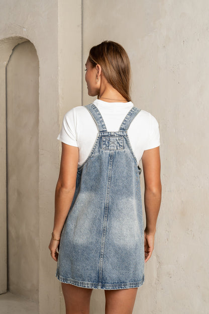 Koa Denim Mini Dress in Light Wash - FINAL SALE